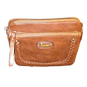 Vegan Leather Shoulder Bag Brown One Love All